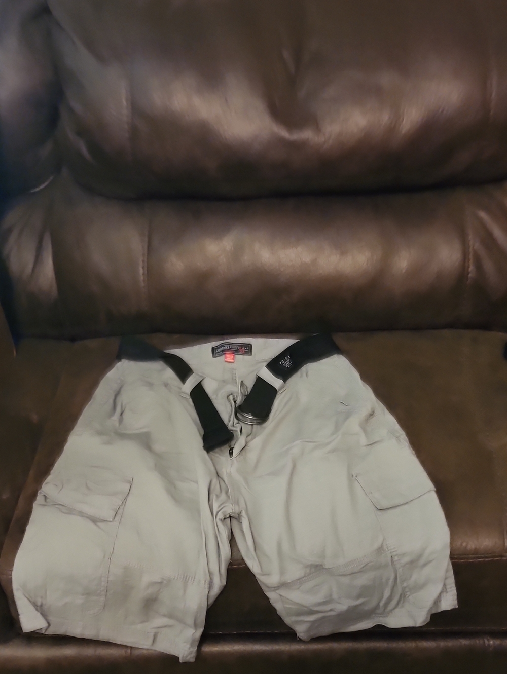 Men's Gray Cargo Shorts with Integrated Belt